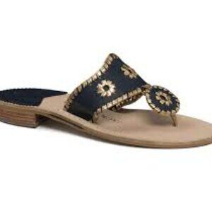 Jack Rogers Blue and Gold Jacks Flat Sandal